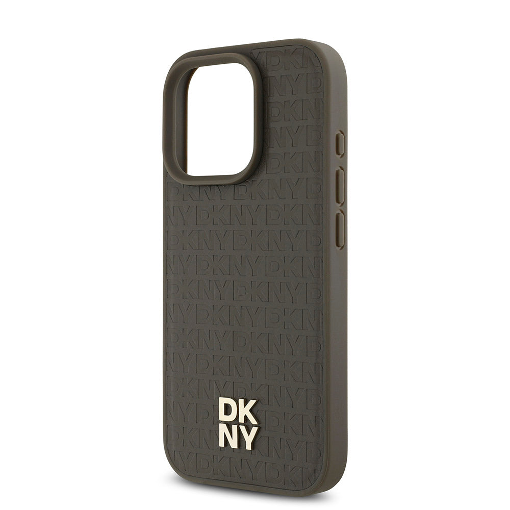 iPhone 16 Pro Kılıf DKNY Orijinal Lisanslı M-safe Şarj Özellikli 3D Yazılı Repeat Pattern Kılıf