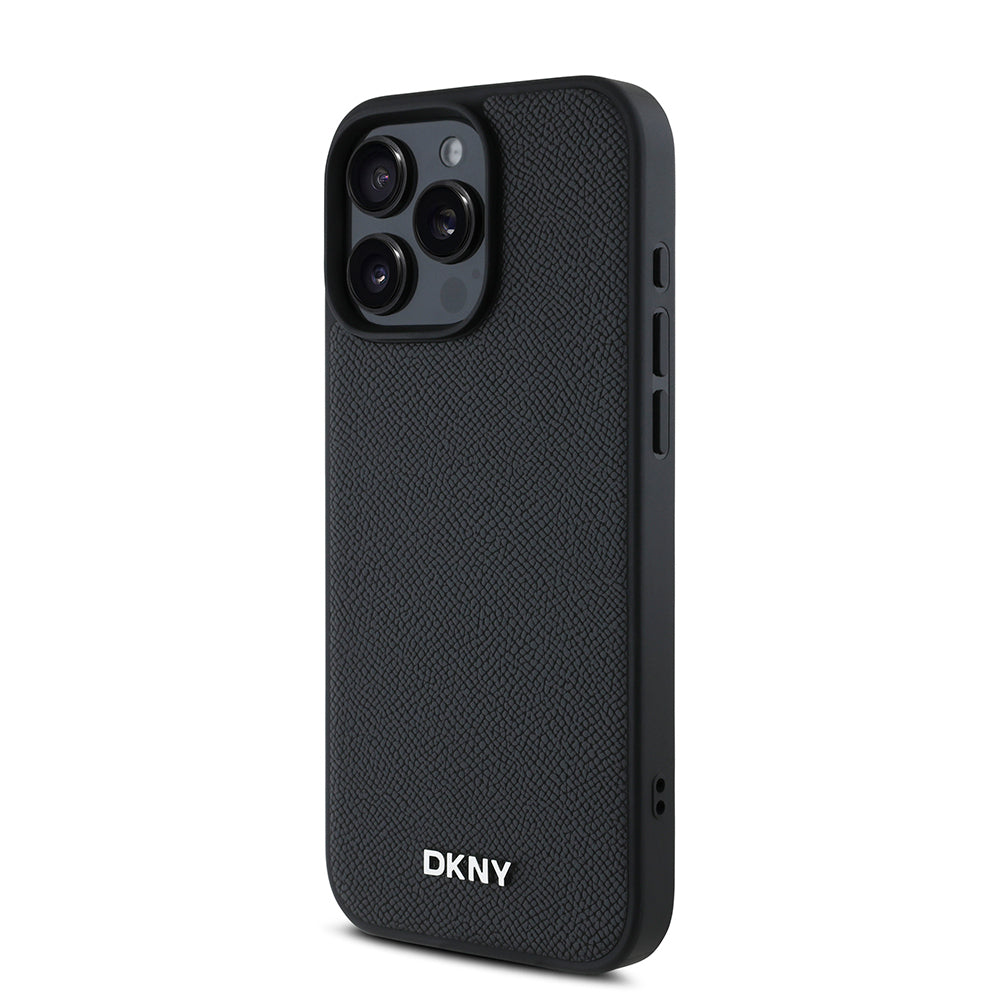 iPhone 16 Pro Kılıf DKNY Orijinal Lisanslı M-safe Şarj Özellikli Metal Logolu PU Deri Grained Kılıf