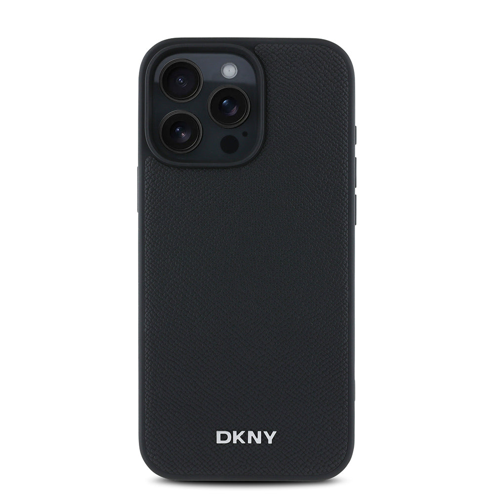 iPhone 16 Pro Kılıf DKNY Orijinal Lisanslı M-safe Şarj Özellikli Metal Logolu PU Deri Grained Kılıf