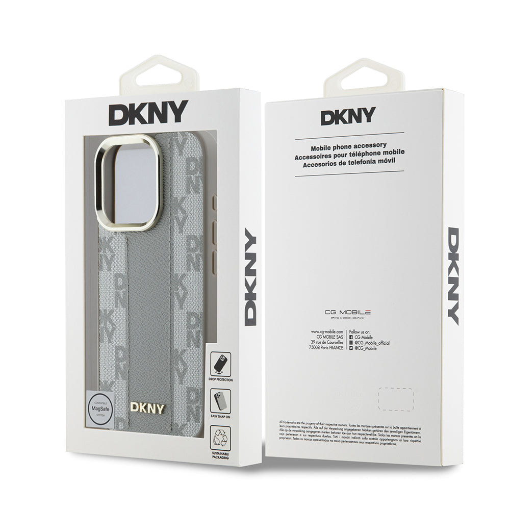 iPhone 16 Pro Kılıf DKNY Orjinal Lisanslı M-safe Şarj Özellikli 3D Yazılı Checkered Pattern Kılıf