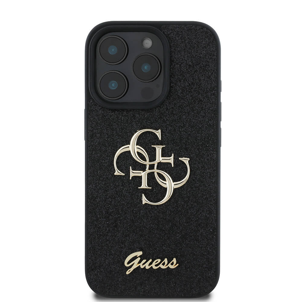 iPhone 16 Pro Kılıf Guess Orijinal Lisanslı 4G Büyük Metal Logolu Glitter Kılıf