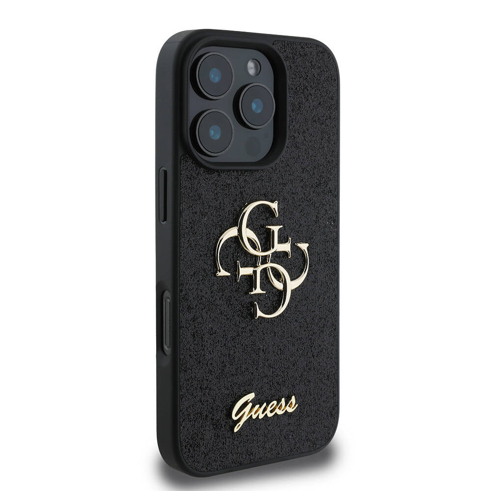 iPhone 16 Pro Kılıf Guess Orijinal Lisanslı 4G Büyük Metal Logolu Glitter Kılıf