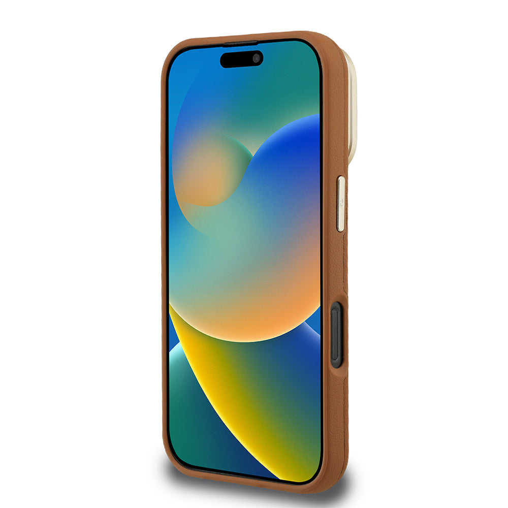 iPhone 16 Pro Kılıf Guess Orijinal Lisanslı Grained Yazı Logolu Kamera Standlı Kılıf