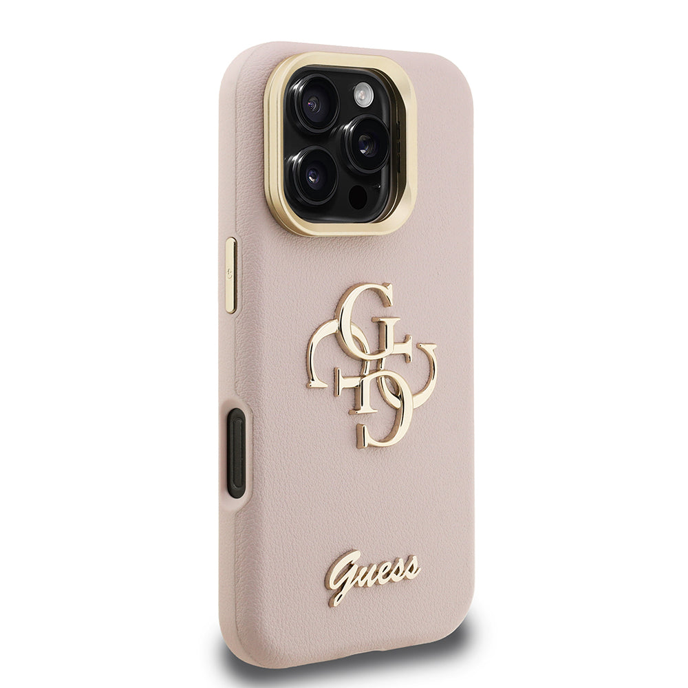 iPhone 16 Pro Kılıf Guess Orijinal Lisanslı Grained Yazı Logolu Kamera Standlı Kılıf
