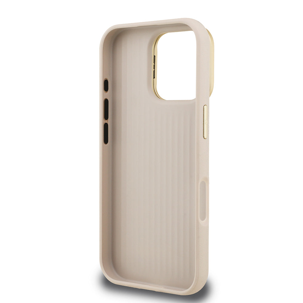 iPhone 16 Pro Kılıf Guess Orijinal Lisanslı Grained Yazı Logolu Kamera Standlı Kılıf