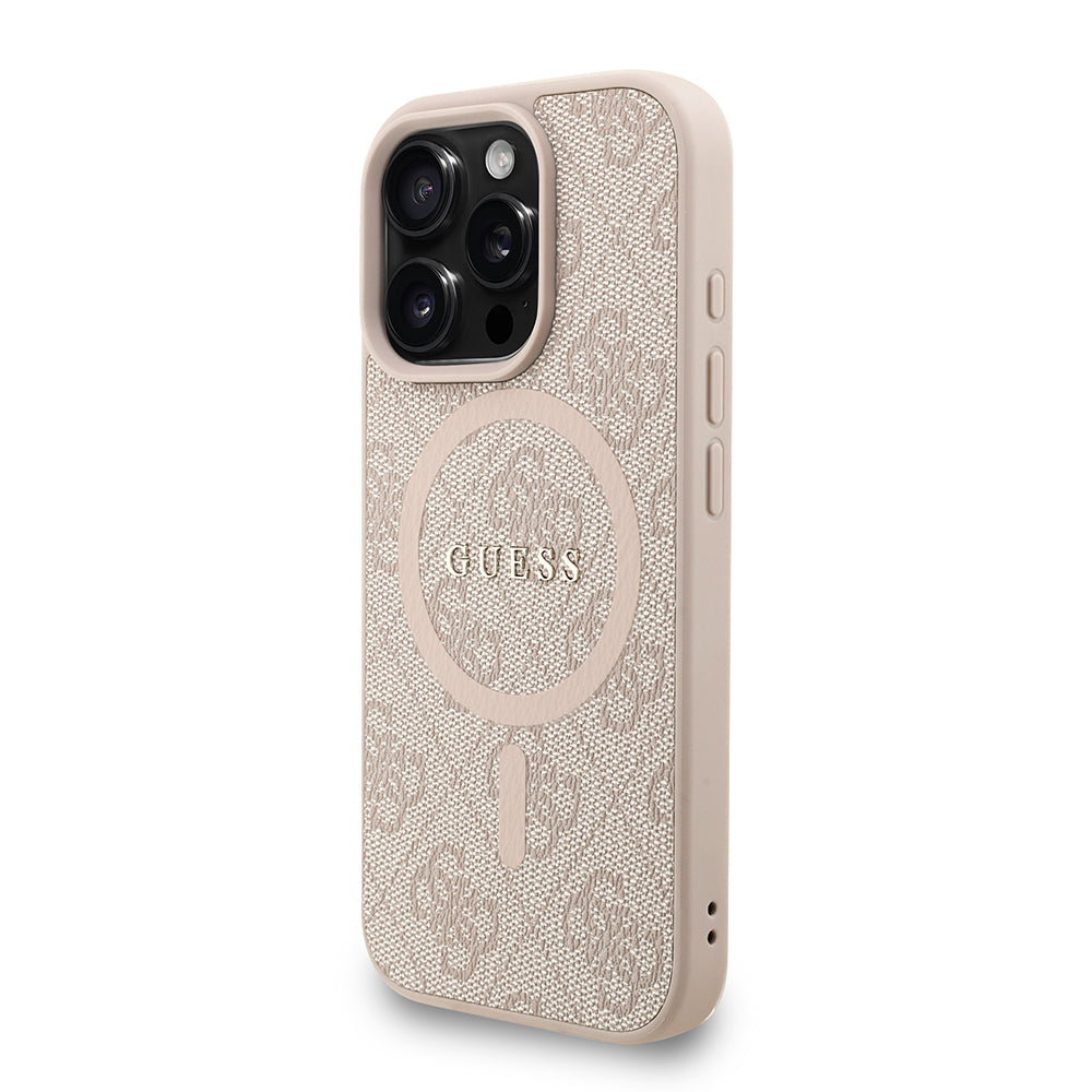 iPhone 16 Pro Kılıf Guess Orijinal Lisanslı M-safe Şarj Özellikli PU Deri Bilek Askı İpli Yazı Logolu Kılıf