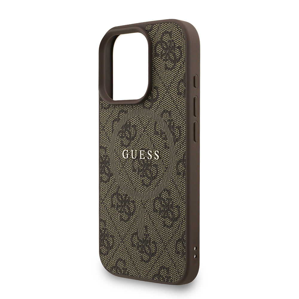 iPhone 16 Pro Kılıf Guess Orijinal Lisanslı M-safe Şarj Özellikli PU Deri Bilek Askı İpli Yazı Logolu Kılıf