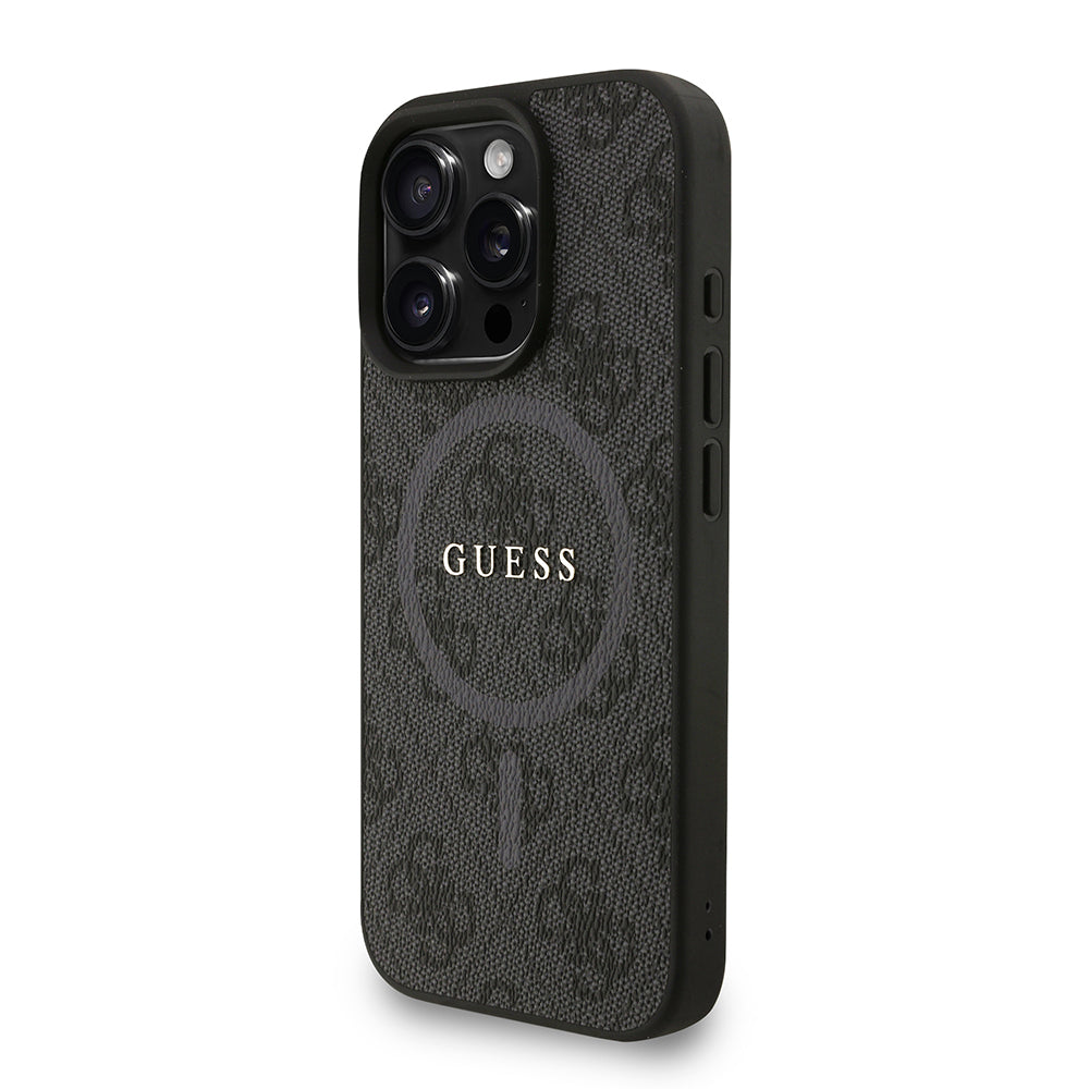 iPhone 16 Pro Kılıf Guess Orijinal Lisanslı M-safe Şarj Özellikli PU Deri Bilek Askı İpli Yazı Logolu Kılıf