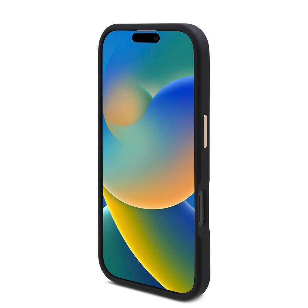 iPhone 16 Pro Kılıf Guess Orijinal Lisanslı M-safe Şarj Özellikli 4G Desenli PU Metal Plaka Klasik Logolu Kılıf