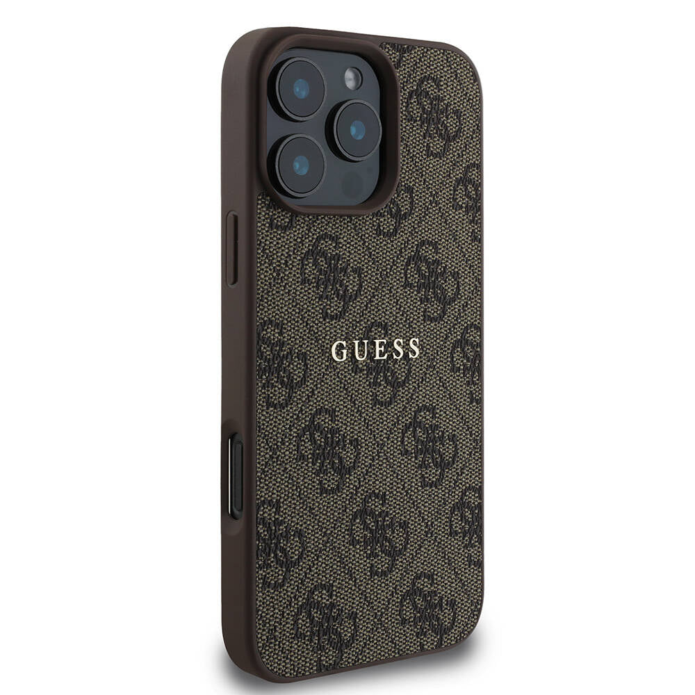 iPhone 16 Pro Kılıf Guess Orijinal Lisanslı M-safe Şarj Özellikli 4G Desenli Yazı Logolu Kılıf