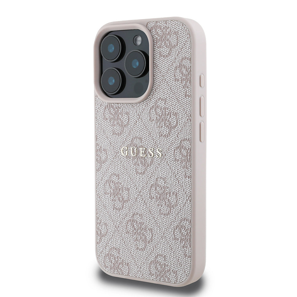 iPhone 16 Pro Kılıf Guess Orijinal Lisanslı M-safe Şarj Özellikli 4G Desenli Yazı Logolu Kılıf