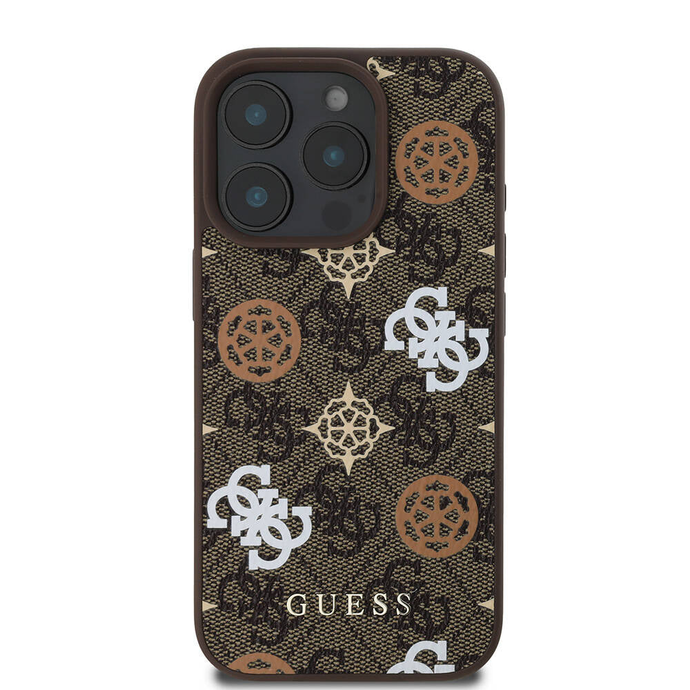 iPhone 16 Pro Kılıf Guess Orijinal Lisanslı M-safe Şarj Özellikli 4G Desenli Yazı Logolu Peony Kılıf
