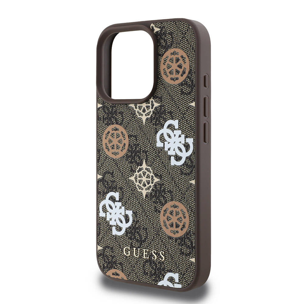 iPhone 16 Pro Kılıf Guess Orijinal Lisanslı M-safe Şarj Özellikli 4G Desenli Yazı Logolu Peony Kılıf