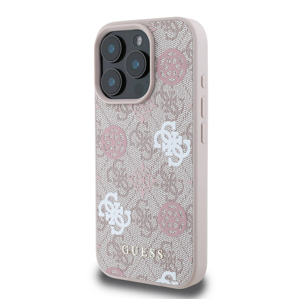 iPhone 16 Pro Kılıf Guess Orijinal Lisanslı M-safe Şarj Özellikli 4G Desenli Yazı Logolu Peony Kılıf