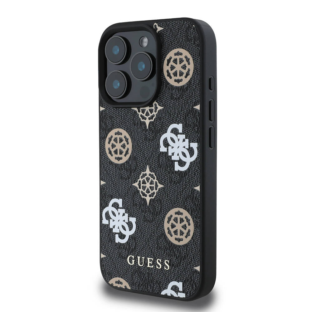 iPhone 16 Pro Kılıf Guess Orijinal Lisanslı M-safe Şarj Özellikli 4G Desenli Yazı Logolu Peony Kılıf