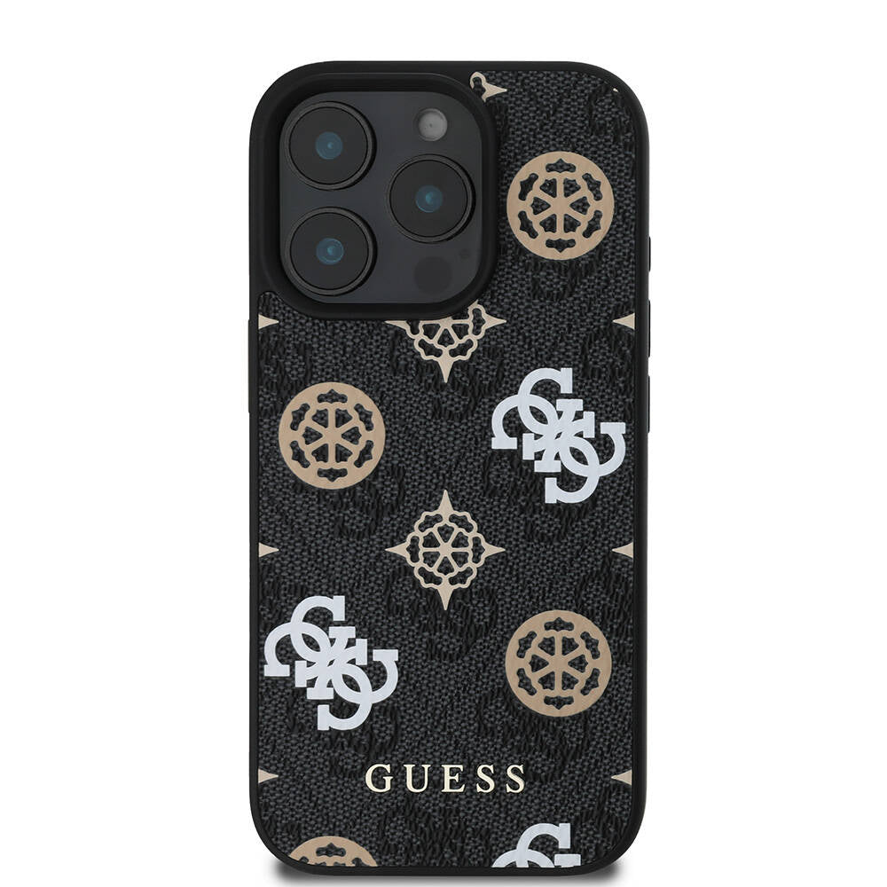 iPhone 16 Pro Kılıf Guess Orijinal Lisanslı M-safe Şarj Özellikli 4G Desenli Yazı Logolu Peony Kılıf