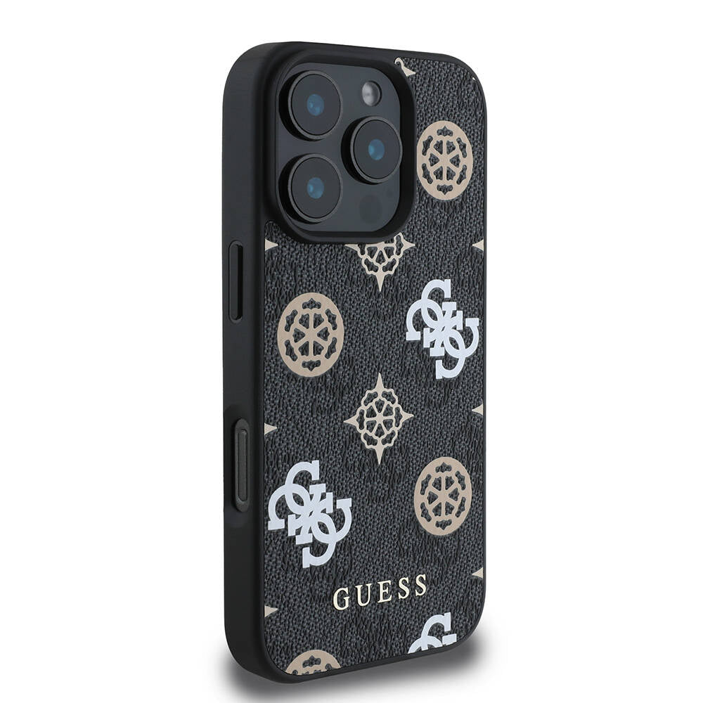 iPhone 16 Pro Kılıf Guess Orijinal Lisanslı M-safe Şarj Özellikli 4G Desenli Yazı Logolu Peony Kılıf