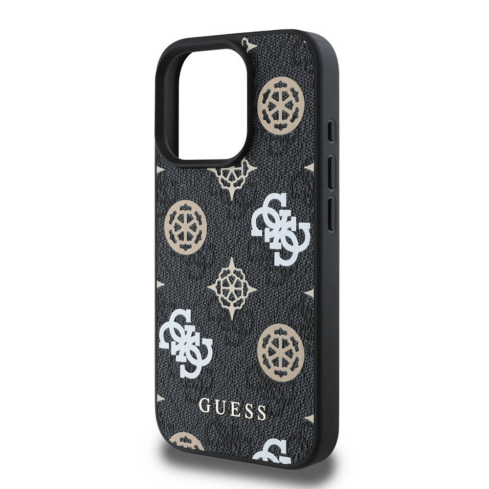 iPhone 16 Pro Kılıf Guess Orijinal Lisanslı M-safe Şarj Özellikli 4G Desenli Yazı Logolu Peony Kılıf
