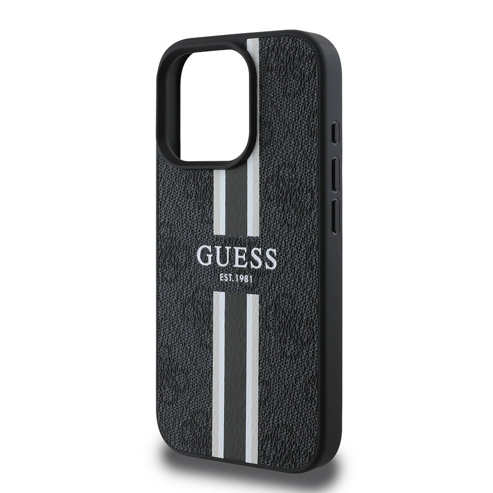 iPhone 16 Pro Kılıf Guess Orijinal Lisanslı M-safe Şarj Özellikli 4G Şerit Tasarımlı Printed Kılıf