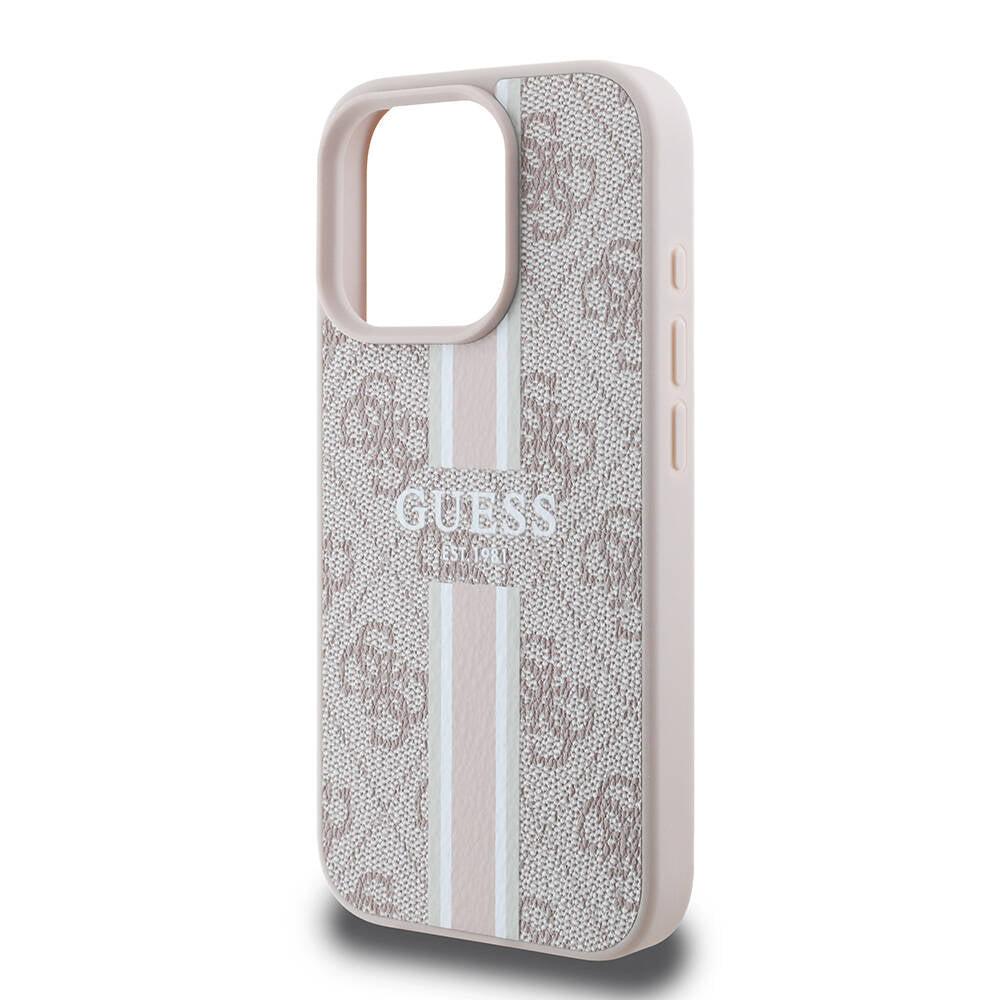 iPhone 16 Pro Kılıf Guess Orijinal Lisanslı M-safe Şarj Özellikli 4G Şerit Tasarımlı Printed Kılıf