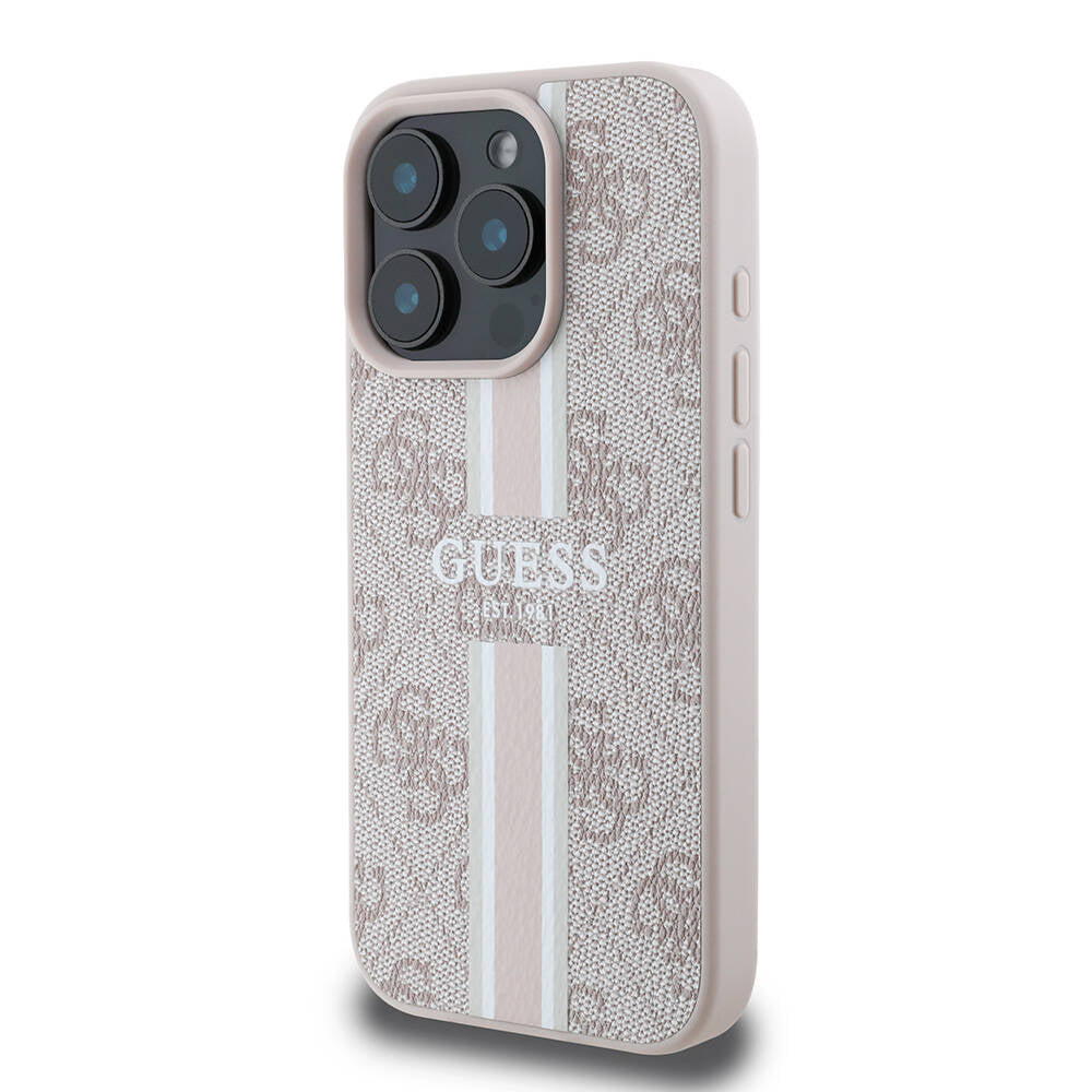 iPhone 16 Pro Kılıf Guess Orijinal Lisanslı M-safe Şarj Özellikli 4G Şerit Tasarımlı Printed Kılıf