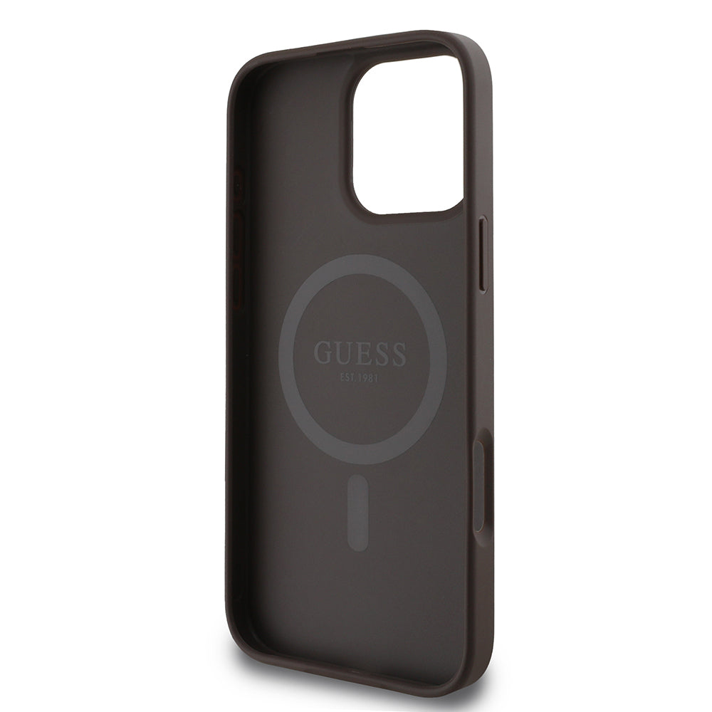 iPhone 16 Pro Kılıf Guess Orijinal Lisanslı M-safe Şarj Özellikli 4G Şerit Tasarımlı Printed Kılıf