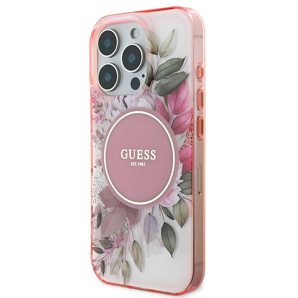 iPhone 16 Pro Kılıf Guess Orijinal Lisanslı M-safe Şarj Özellikli Flower Tonal Circle Kılıf