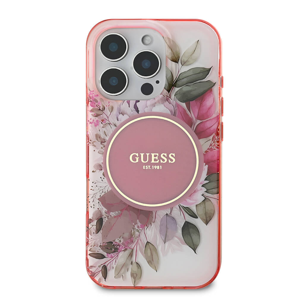 iPhone 16 Pro Kılıf Guess Orijinal Lisanslı M-safe Şarj Özellikli Flower Tonal Circle Kılıf