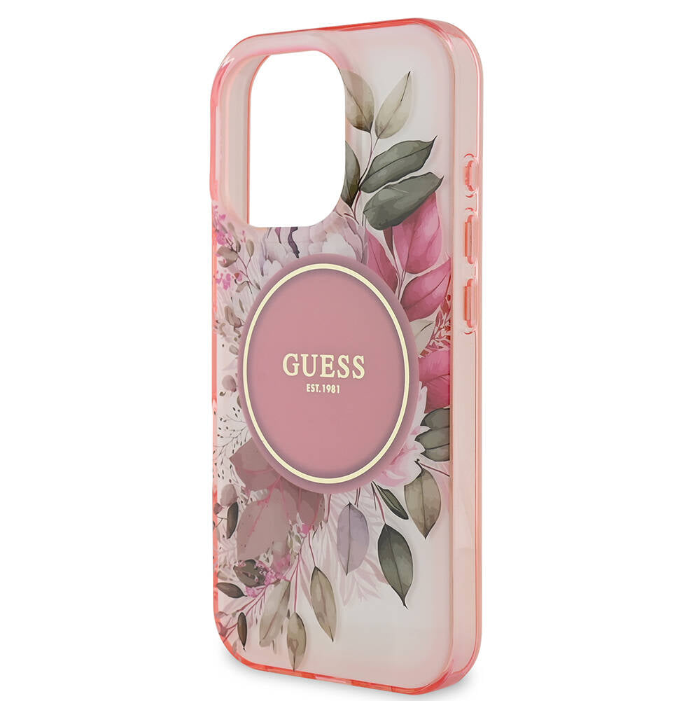 iPhone 16 Pro Kılıf Guess Orijinal Lisanslı M-safe Şarj Özellikli Flower Tonal Circle Kılıf