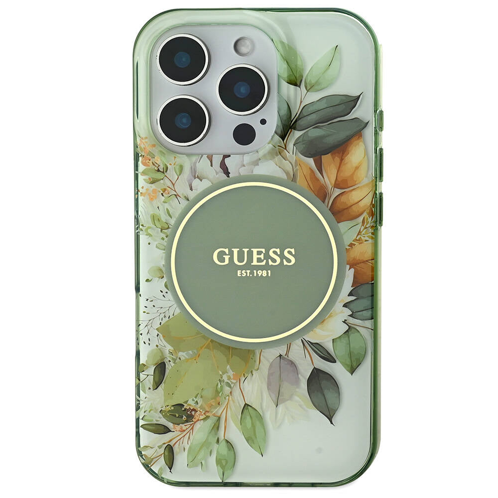 iPhone 16 Pro Kılıf Guess Orijinal Lisanslı M-safe Şarj Özellikli Flower Tonal Circle Kılıf