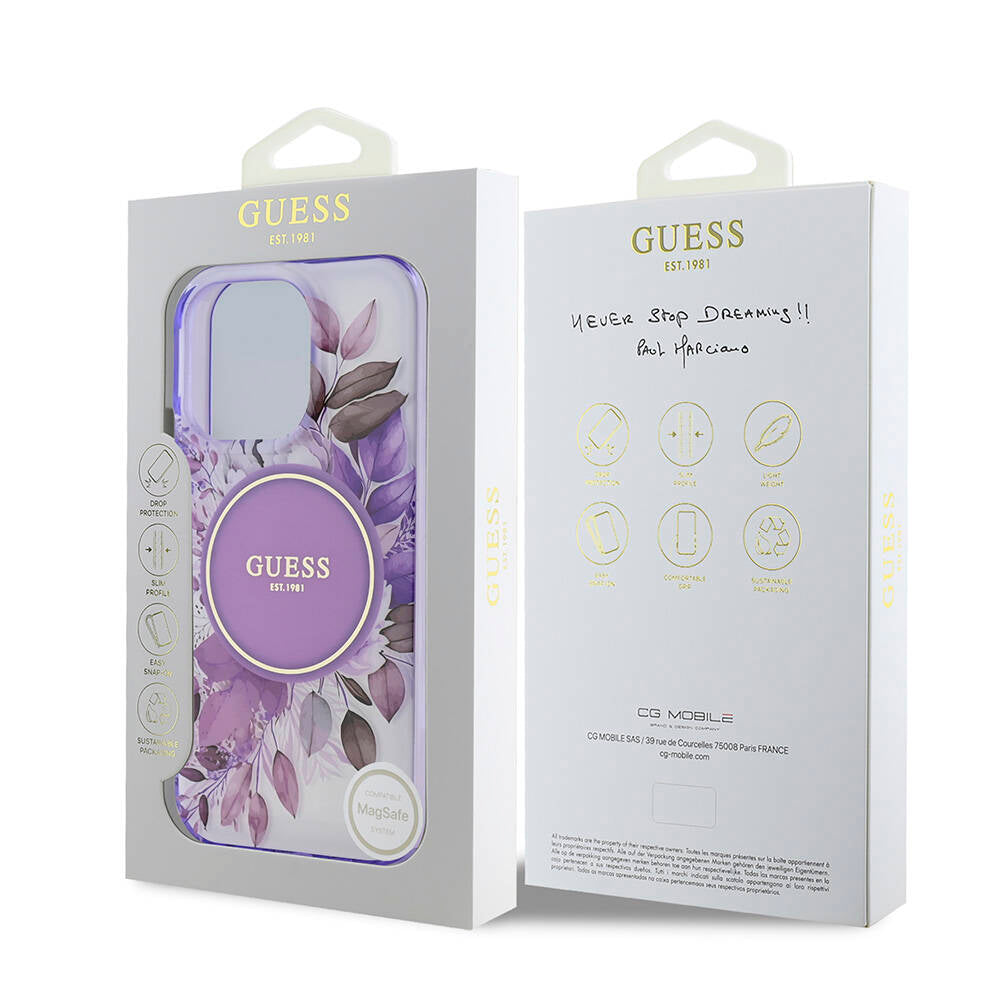 iPhone 16 Pro Kılıf Guess Orijinal Lisanslı M-safe Şarj Özellikli Flower Tonal Circle Kılıf