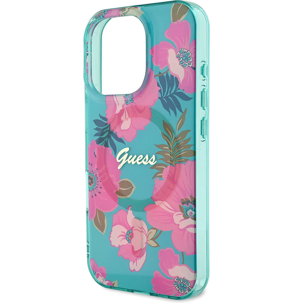 iPhone 16 Pro Kılıf Guess Orijinal Lisanslı M-safe Şarj Özellikli Flower Tone On Tone Ring Kılıf