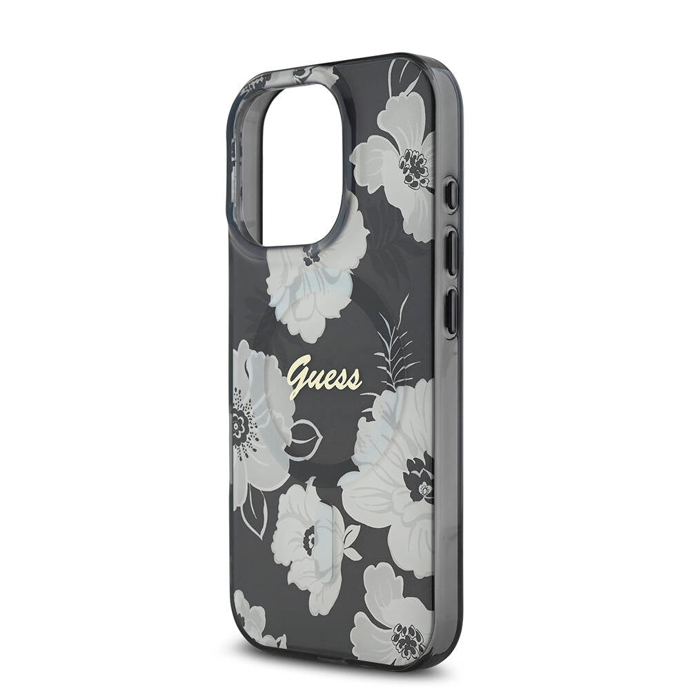 iPhone 16 Pro Kılıf Guess Orijinal Lisanslı M-safe Şarj Özellikli Flower Tone On Tone Ring Kılıf