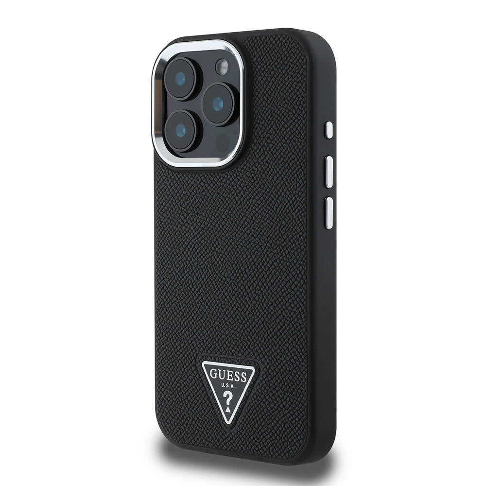 iPhone 16 Pro Kılıf Guess Orijinal Lisanslı M-safe Şarj Özellikli Grained Triangle Kılıf