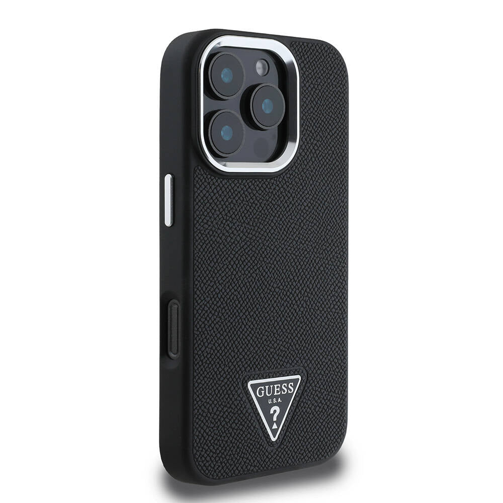 iPhone 16 Pro Kılıf Guess Orijinal Lisanslı M-safe Şarj Özellikli Grained Triangle Kılıf