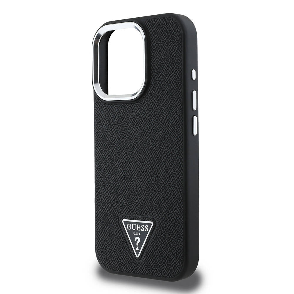 iPhone 16 Pro Kılıf Guess Orijinal Lisanslı M-safe Şarj Özellikli Grained Triangle Kılıf