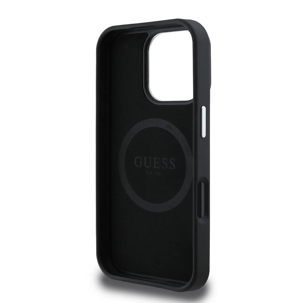 iPhone 16 Pro Kılıf Guess Orijinal Lisanslı M-safe Şarj Özellikli Grained Triangle Kılıf