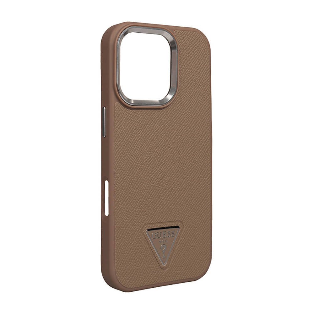 iPhone 16 Pro Kılıf Guess Orijinal Lisanslı M-safe Şarj Özellikli Grained Triangle Kılıf