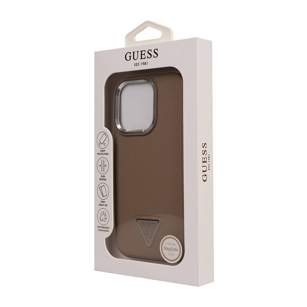 iPhone 16 Pro Kılıf Guess Orijinal Lisanslı M-safe Şarj Özellikli Grained Triangle Kılıf