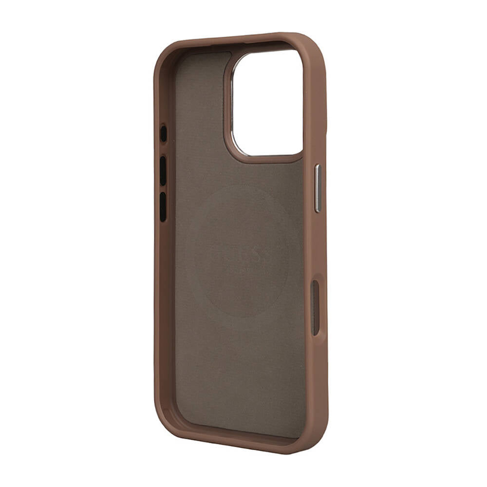 iPhone 16 Pro Kılıf Guess Orijinal Lisanslı M-safe Şarj Özellikli Grained Triangle Kılıf