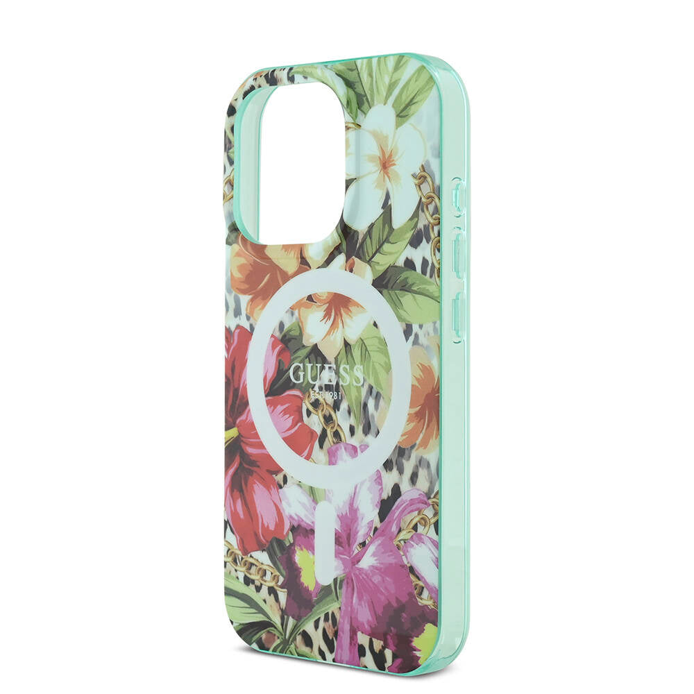 iPhone 16 Pro Kılıf Guess Orijinal Lisanslı M-safe Şarj Özellikli IML Baskılı Jungle Ring Kılıf