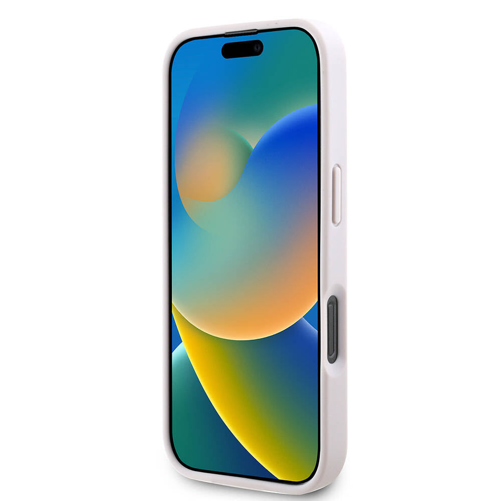 iPhone 16 Pro Kılıf Guess Orijinal Lisanslı M-safe Şarj Özellikli PU Deri 4G Desenli Taşlı Üçgen Logolu Kılıf