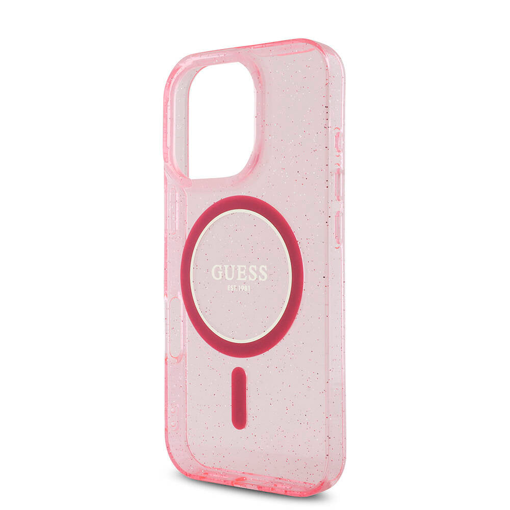 iPhone 16 Pro Kılıf Guess Orijinal Lisanslı M-safe Şarj Özellikli Simli Silikon İnci Bileklikli Kılıf