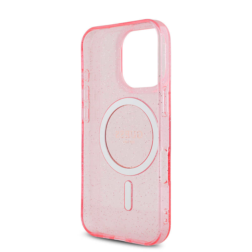 iPhone 16 Pro Kılıf Guess Orijinal Lisanslı M-safe Şarj Özellikli Simli Silikon İnci Bileklikli Kılıf