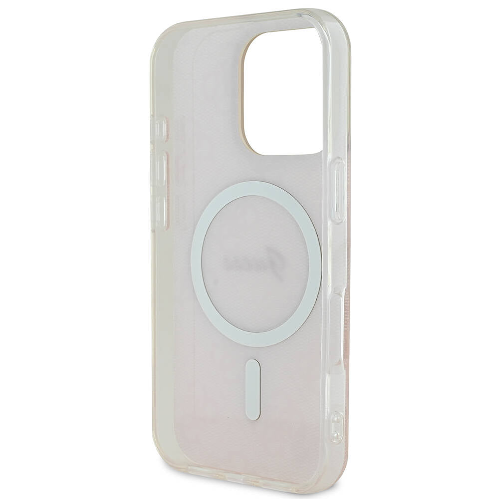 iPhone 16 Pro Kılıf Guess Orijinal Lisanslı M-safe Şarj Özellikli Yazı Logolu 4G Desenli Kılıf