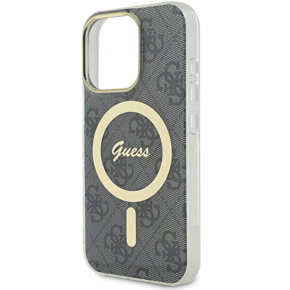 iPhone 16 Pro Kılıf Guess Orijinal Lisanslı M-safe Şarj Özellikli Yazı Logolu 4G Desenli Kılıf