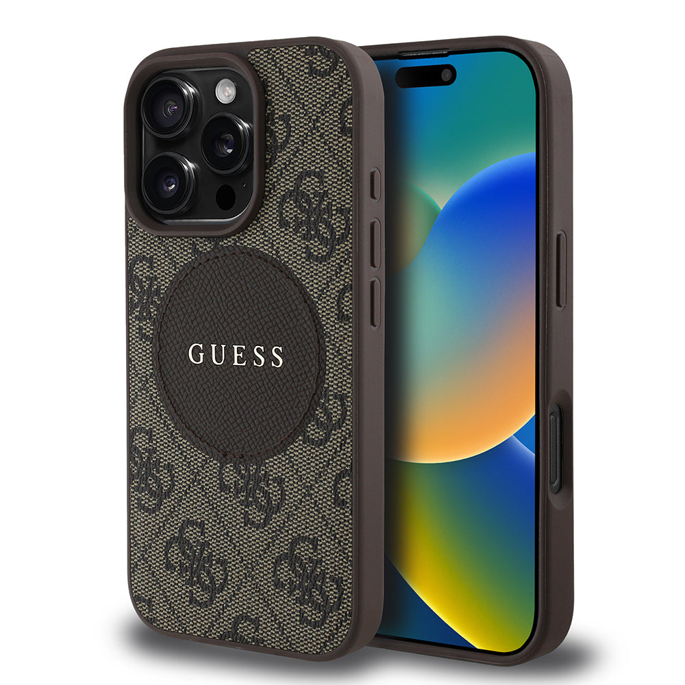 iPhone 16 Pro Kılıf Guess Orijinal Lisanslı M-safe Şarj Özellikli Yazı Logolu Circle Classic Kılıf