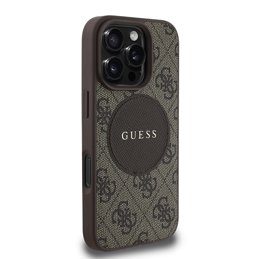 iPhone 16 Pro Kılıf Guess Orijinal Lisanslı M-safe Şarj Özellikli Yazı Logolu Circle Classic Kılıf