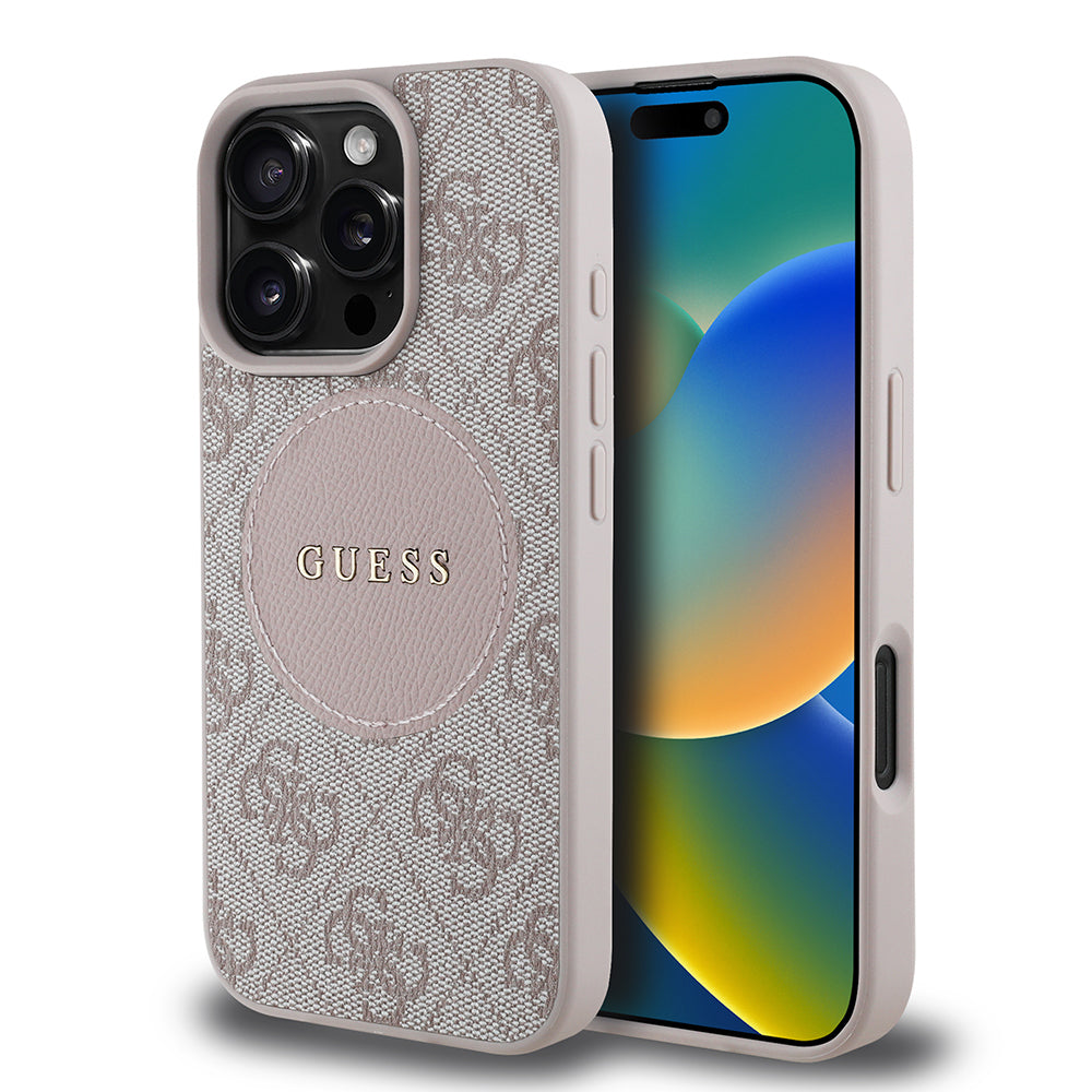 iPhone 16 Pro Kılıf Guess Orijinal Lisanslı M-safe Şarj Özellikli Yazı Logolu Circle Classic Kılıf