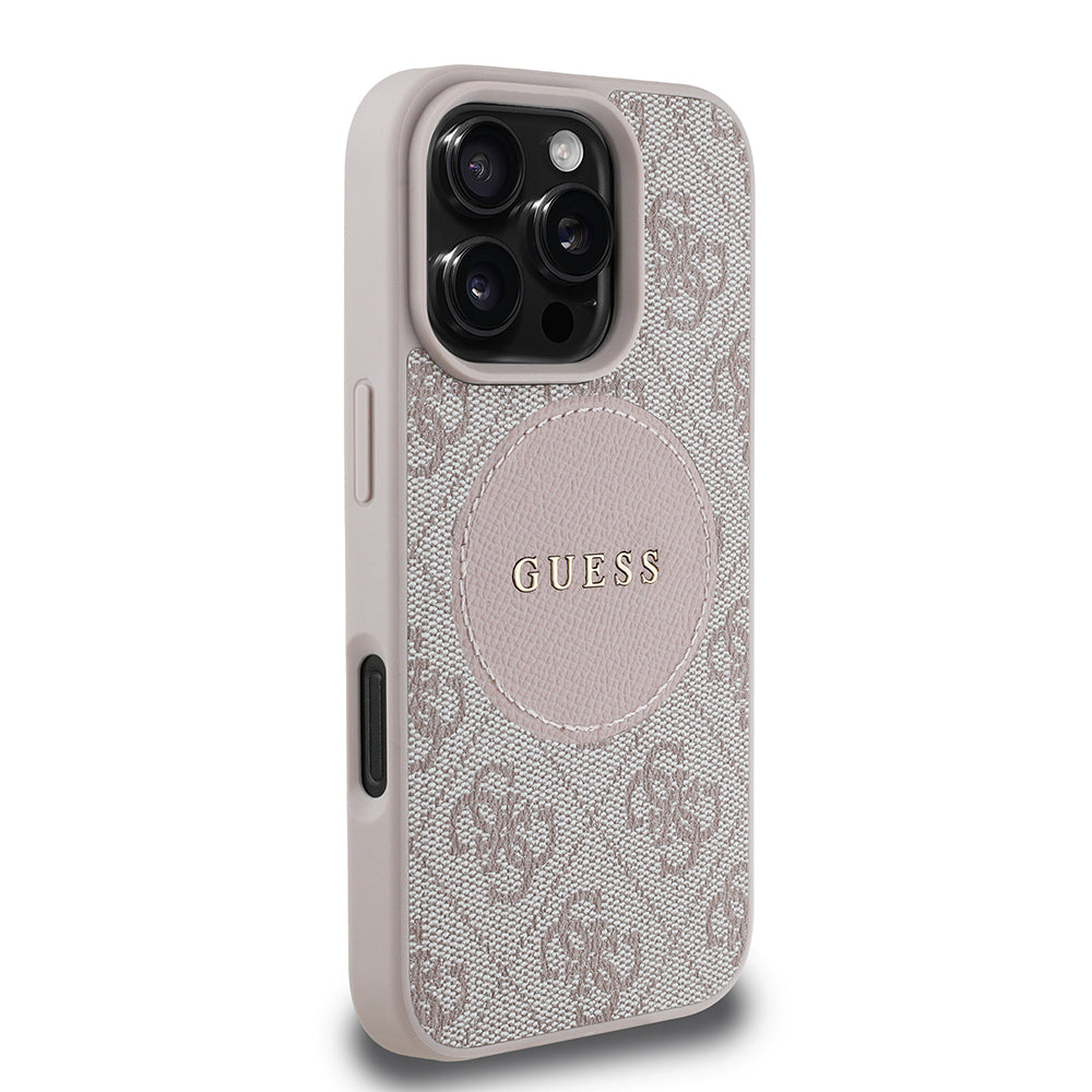 iPhone 16 Pro Kılıf Guess Orijinal Lisanslı M-safe Şarj Özellikli Yazı Logolu Circle Classic Kılıf